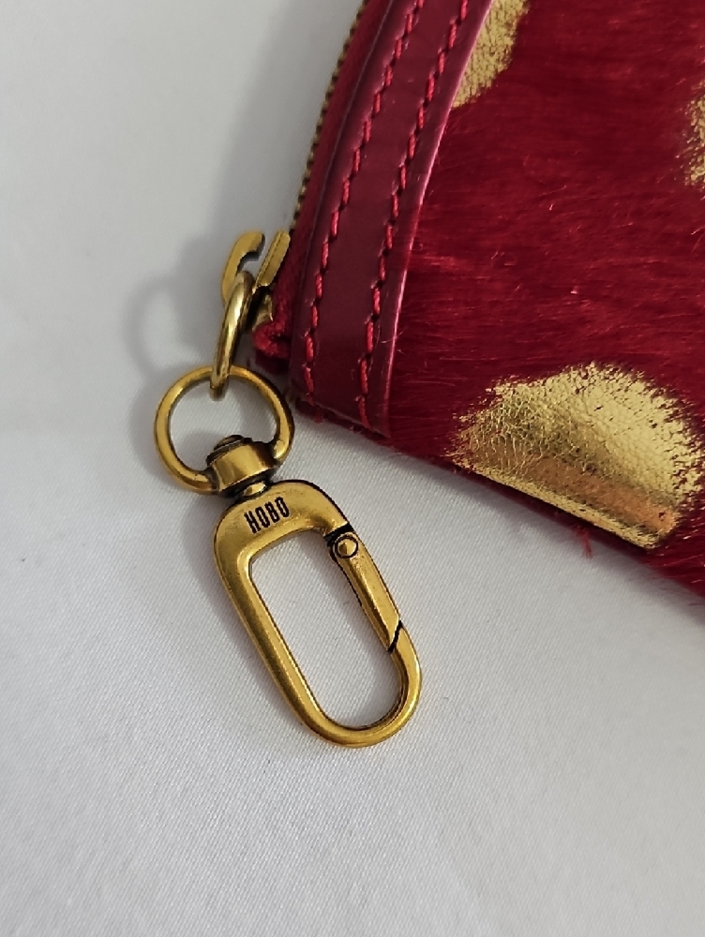 HOBO Red Calfhair Wallet with Gold Metallic Accents - Picture 3 of 9